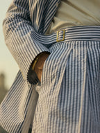 Blue And White Striped Suit Set