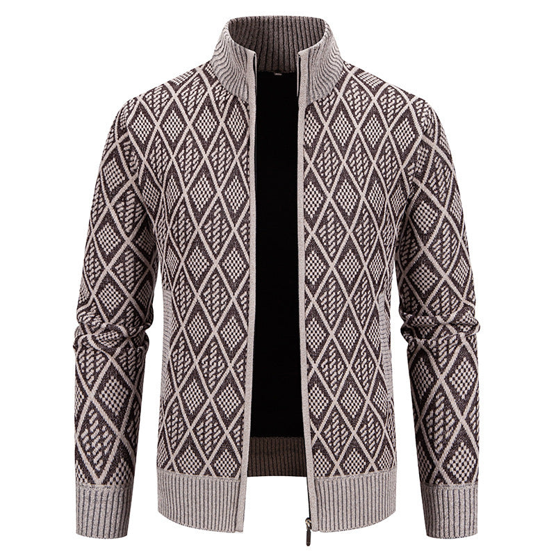 Korean Autumn And Winter Trendy Casual Fashion Stand-up Collar Cardigan Coat Men