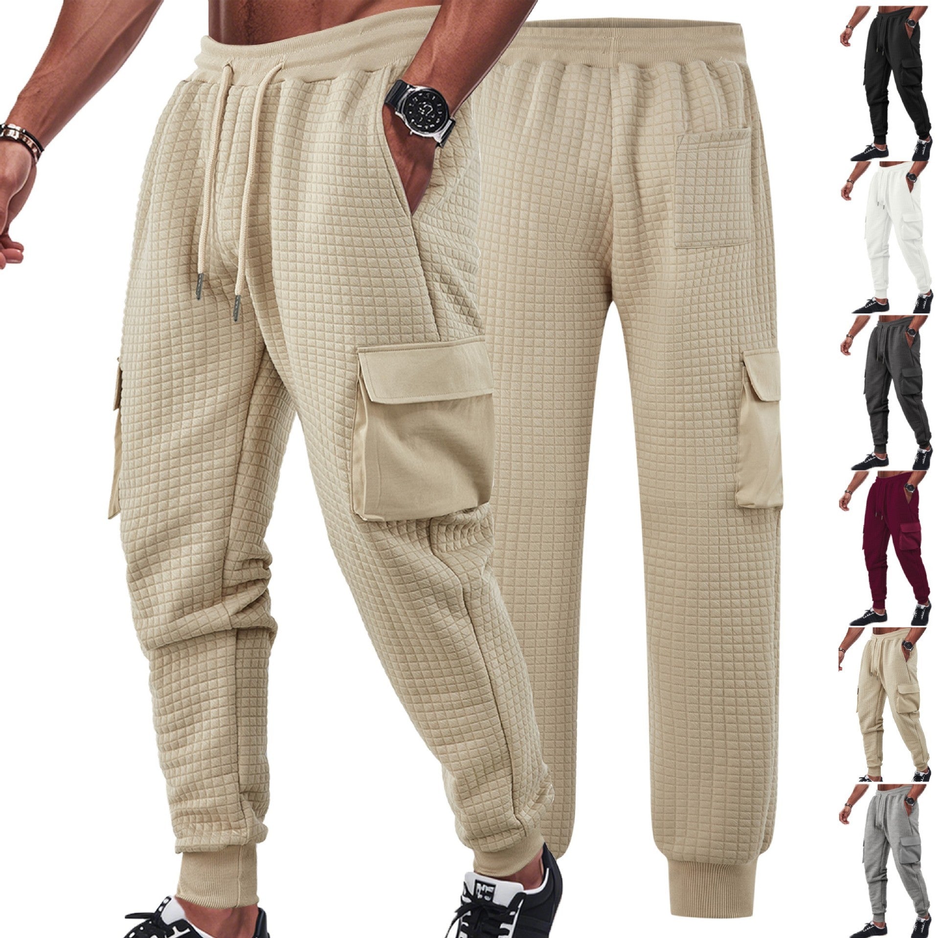 Men's Sports Sweatpants European And American Style Thickened Small Check