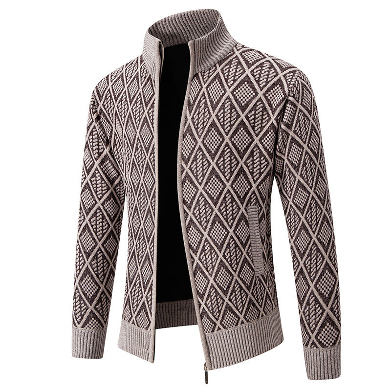 Korean Autumn And Winter Trendy Casual Fashion Stand-up Collar Cardigan Coat Men