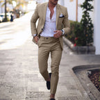 Men Leisure Set Digital Printing Two Button Suit Top Two-piece Pants