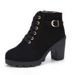 Fashoin Leopard Print Ankle Square Heel Suede Lace-up Zip Boots Women Casual Versatile Shoes Autumn And Winter