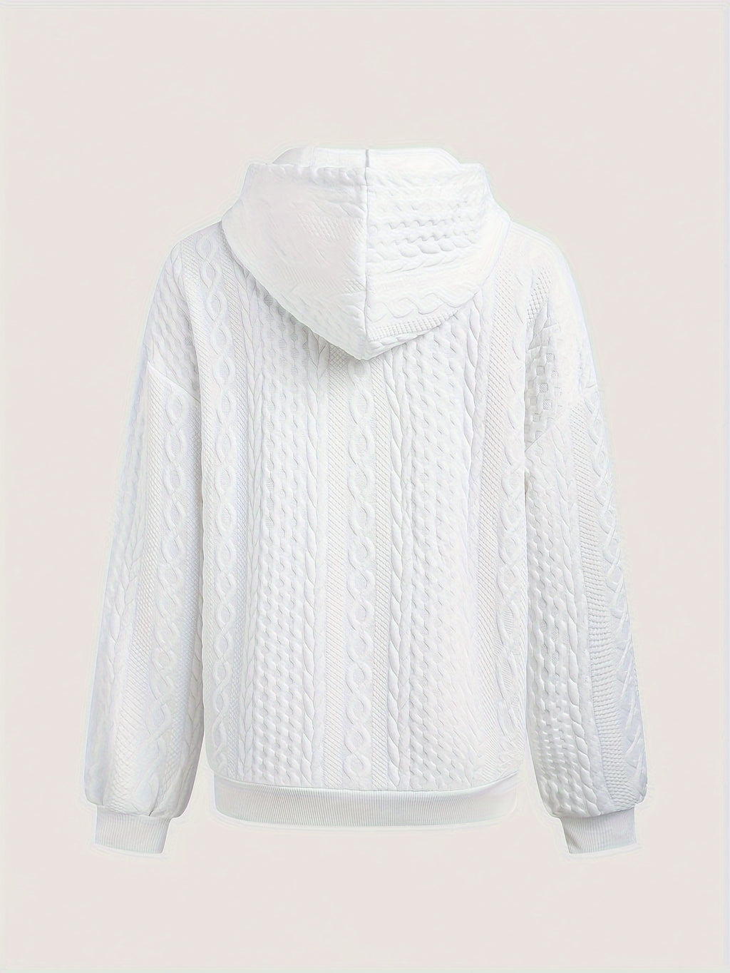 Women's Spring And Autumn Solid Color Zipper Shoulder Drawstring Casual Hoodie