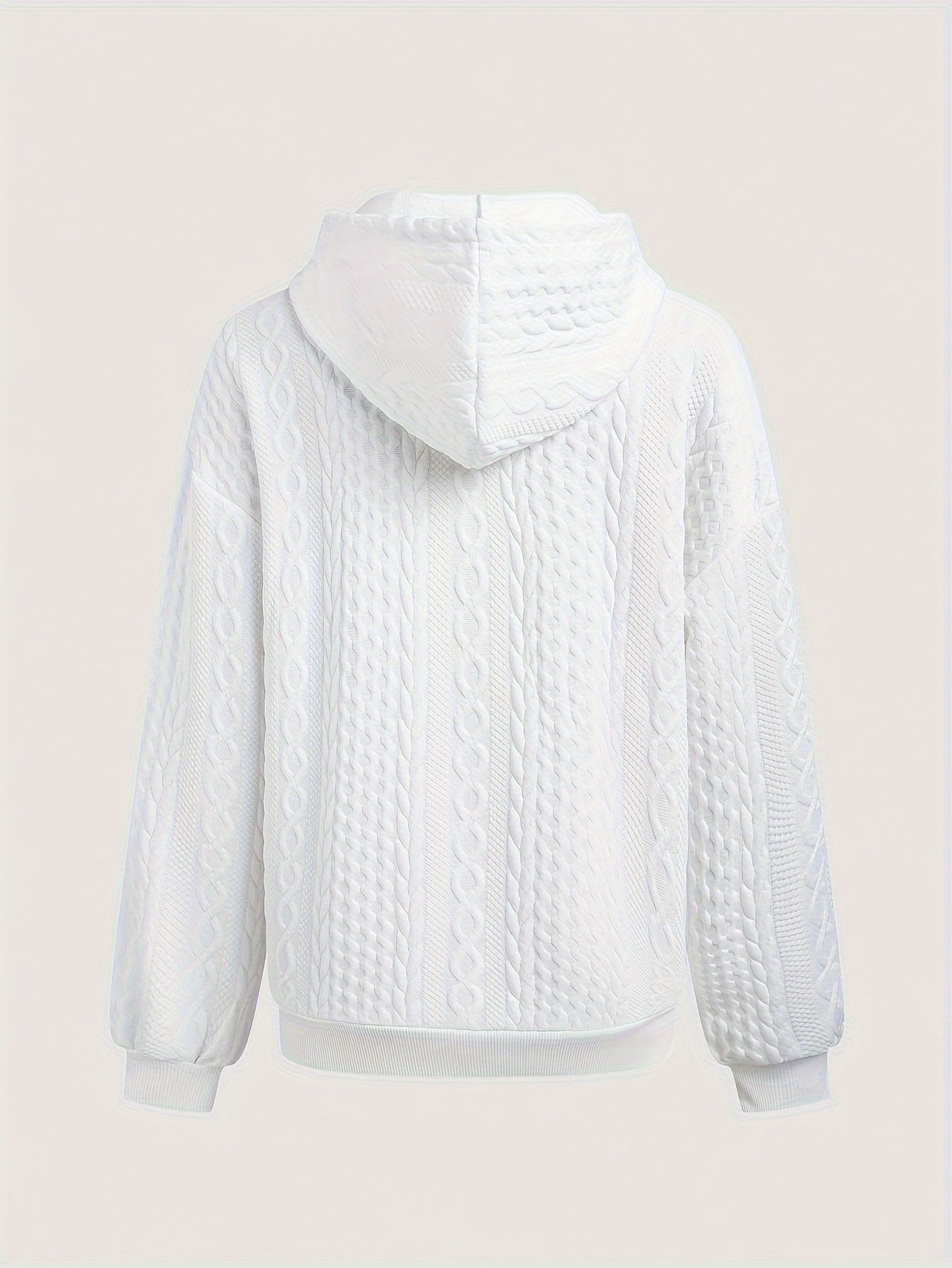 Women's Spring And Autumn Solid Color Zipper Shoulder Drawstring Casual Hoodie