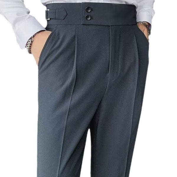 Autumn Retro High Waist Business Pure Color Straight Casual Trousers