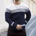 Men's Color-block Crew Neck Sweater European And American Pullover Multicolor