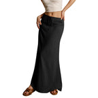 Women's Solid Color Drawstring Elastic Waist Skirt