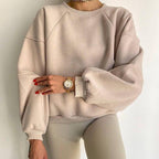 New Round Neck Stitching Long-sleeved Pure Sweater For Women