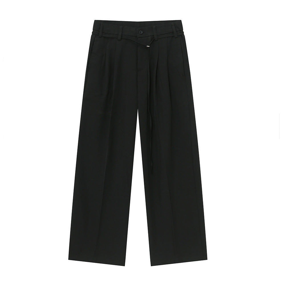 Solid Color Drooping Straight Mopping Suit Pants