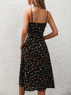 New Polka Dot Print Suspender Dress Summer Sexy Split Long Dresses For Womens Clothing