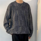 Winter Thickened Diamond Lattice Sweater Men's Loose Casual