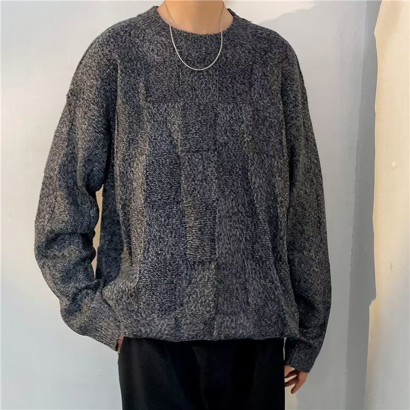 Winter Thickened Diamond Lattice Sweater Men's Loose Casual