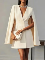 Commuter Double Breasted Shawl Cape Suit Dress