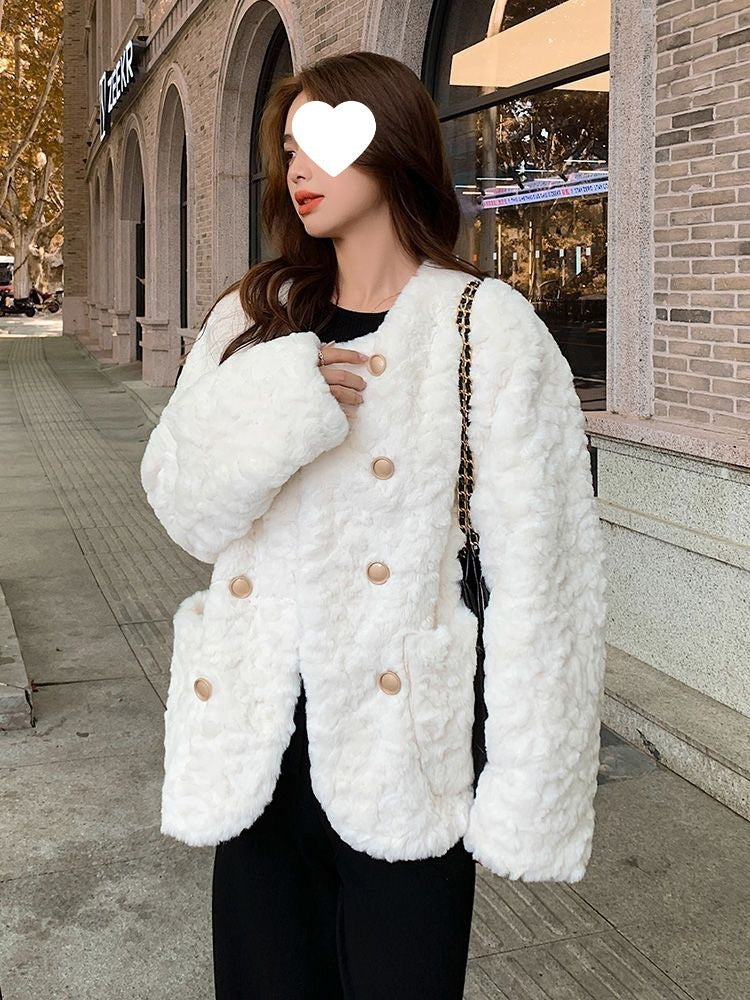 Casual Lamb Wool Coat For Women