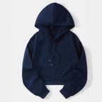 Autumn And Winter Fleece-lined Casual Short Cropped Hooded Sweatshirt