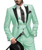 Black Collar Color Blocked Three Piece Set