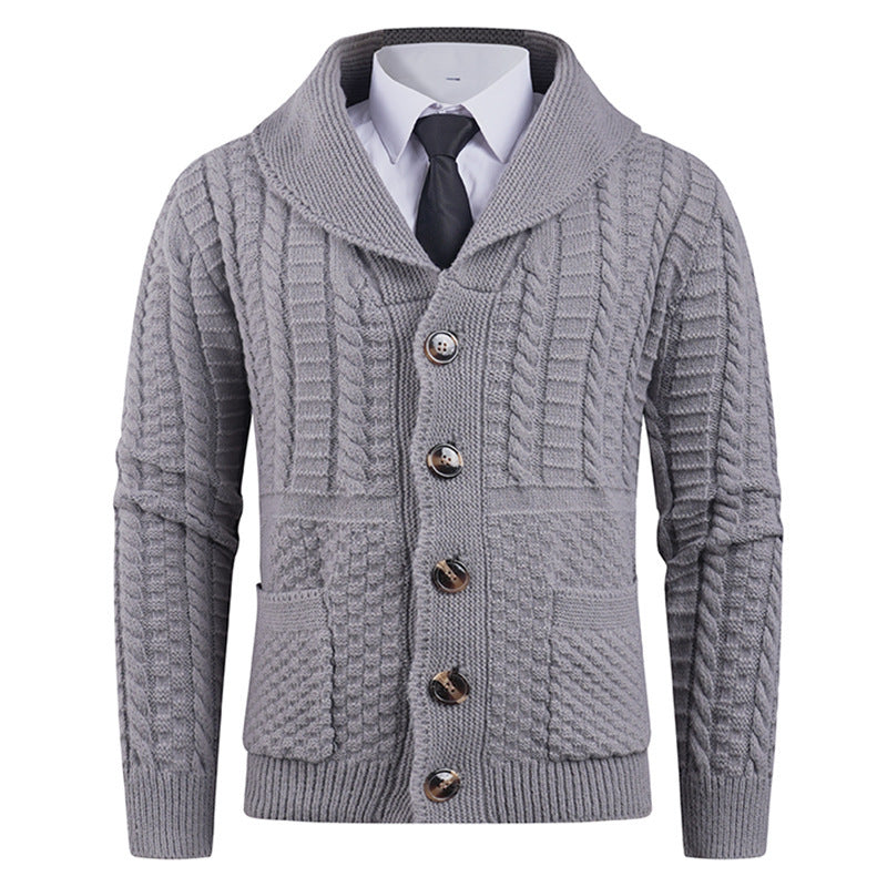 New Men's Long-sleeve Cardigan Sweater Coat Plus-sized
