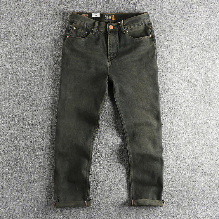 American-style High-end Heavy Washed Vintage Blue Jeans