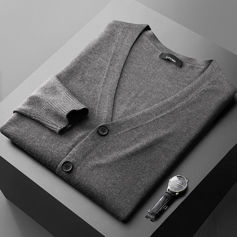 Thin Trendy Casual Outdoor Cotton Knitwear Black Sweater