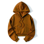 Autumn And Winter Fleece-lined Casual Short Cropped Hooded Sweatshirt