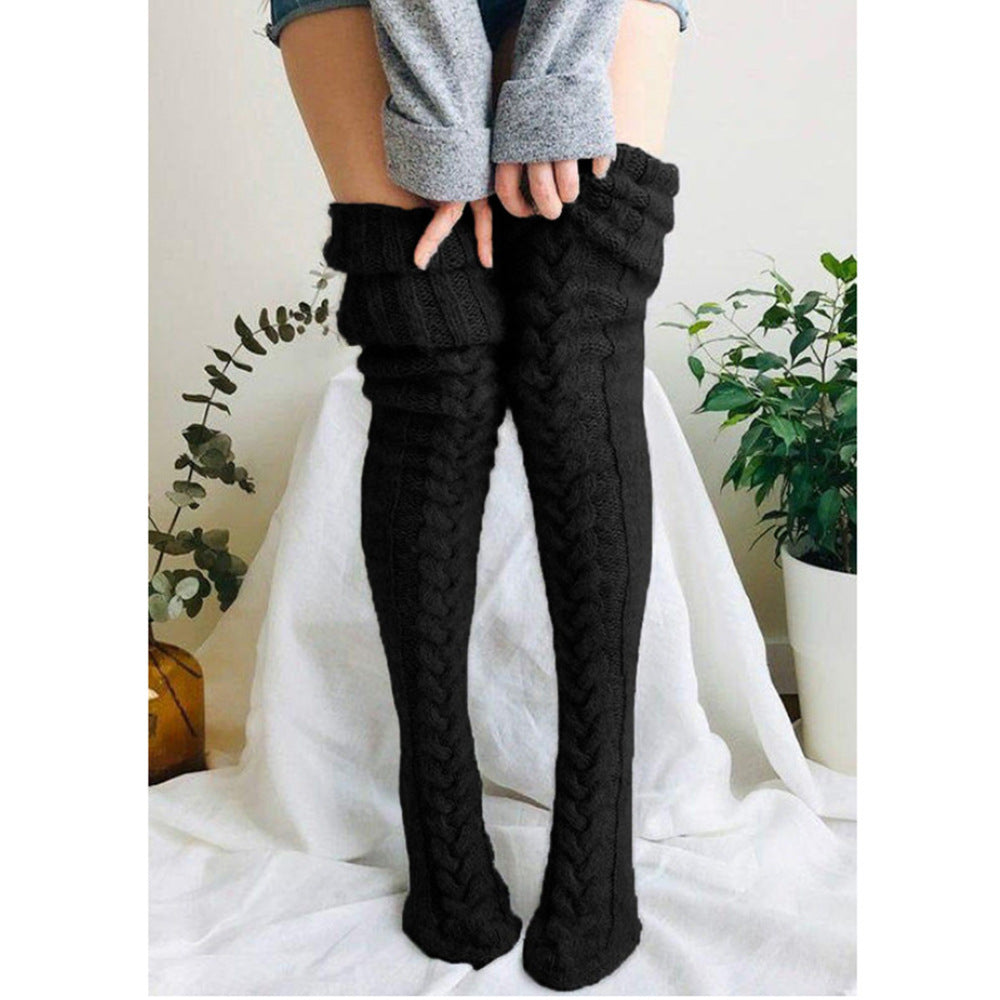 Women's Solid Color Over-the-knee Wool Foot Warmer Stockings