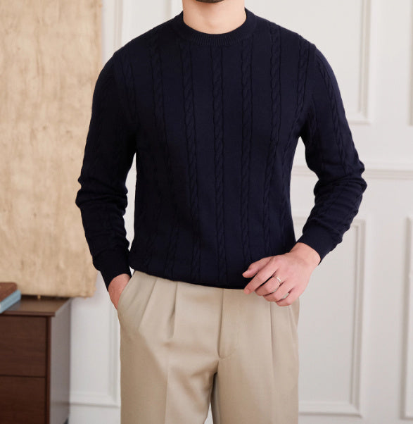 Cotton Round Neck Long Sleeves Bottoming Sweater