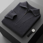 Men's Half Zipper Ingot Needle Thickened Casual Business Long Sleeve Warm Sweater