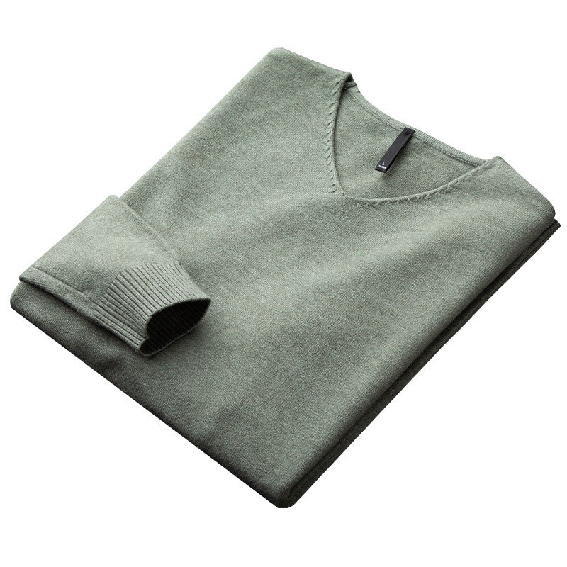 Warm V-neck Sweater Men's Slim Fit Thickened Light Business