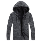 Solid Color With Fur Thickening Cardigan Cotton Knitwear Youth Coat Hooded