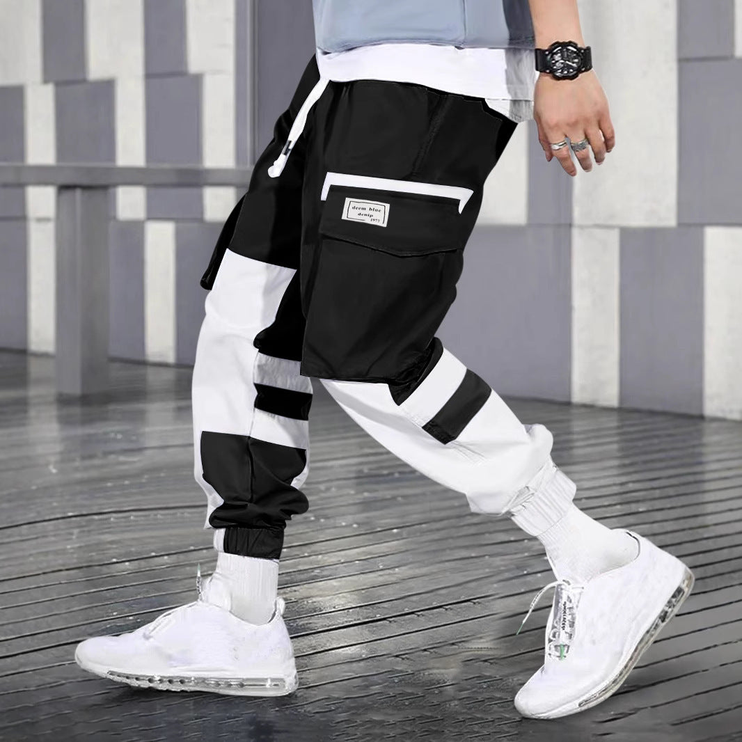 Men's Summer American Trendy Brand Multi-pocket Drawstring Casual Pants