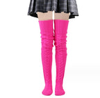 Women's Solid Color Over-the-knee Wool Foot Warmer Stockings
