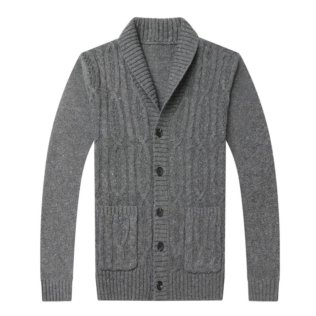 Autumn And Winter Men's Knitted Jackets Men's Korean Style Jacquard