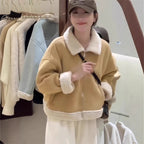Korean-style Lamb Wool And Fur Coat