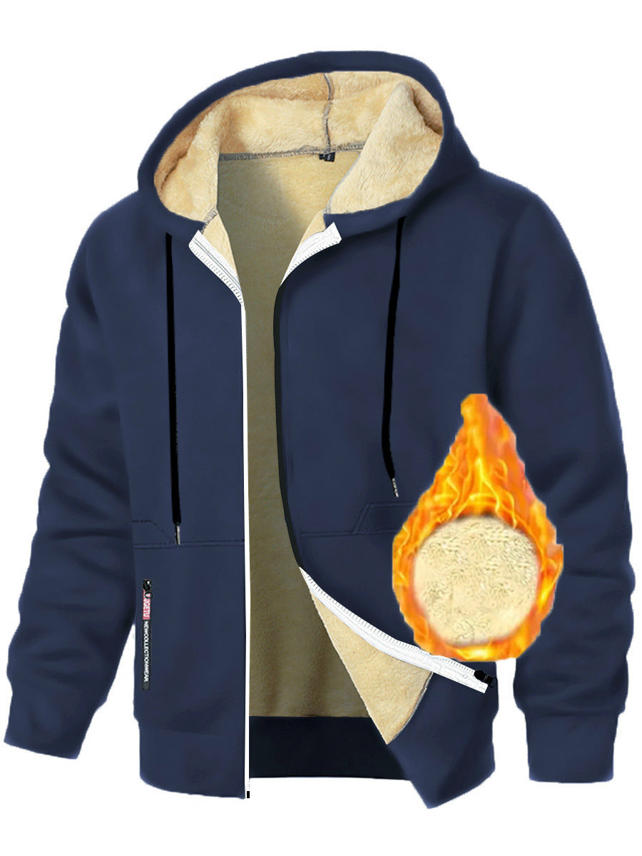 Men's Cashmere Hoodie Thickened Zipper Coat