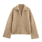 POLO Collar Soft And Versatile Design Sense Sweater For Women