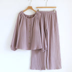 Women's Loose Long-sleeve Long Pants Casual Comfortable Simple Pajama Set