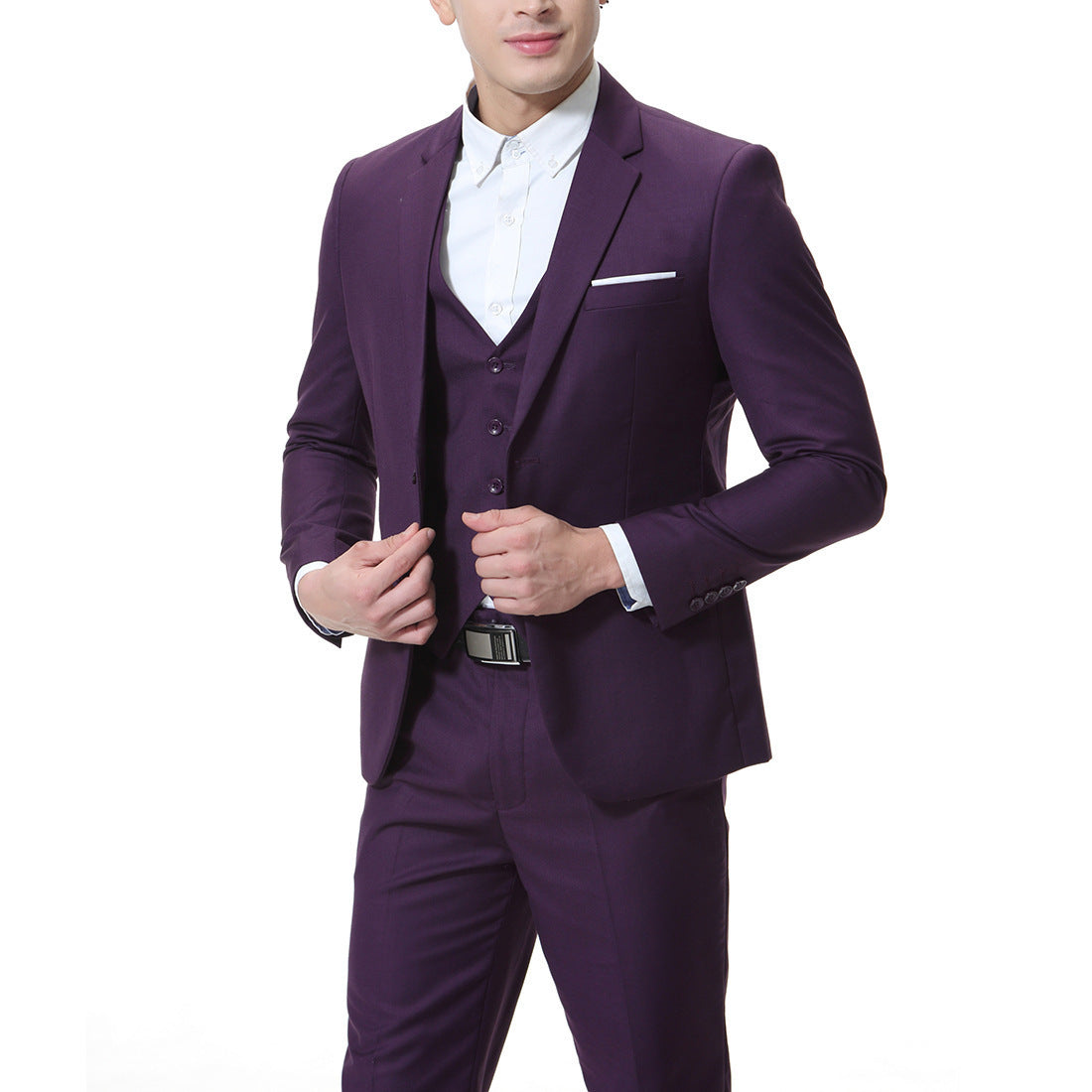 Men's Solid Color Casual Business Casual Three-Piece Suit