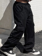 Loose Wide Leg American Gray Track Sweatpants Plus-sized Plus-sized