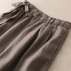 High Waist Side Lace-up Retro Art Elastic-waist Casual Pants For Women