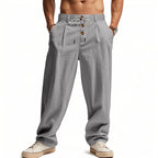 Men's Breathable Cotton Linen Loose Leisure Sports Trousers