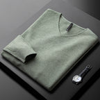 Warm V-neck Sweater Men's Slim Fit Thickened Light Business