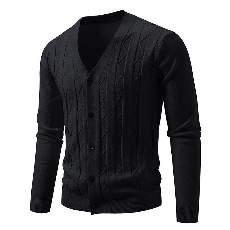 Men's Brocade Sweater Korean Style Trendy Casual Loose And Handsome V-neck Knitted Cardigan Coat