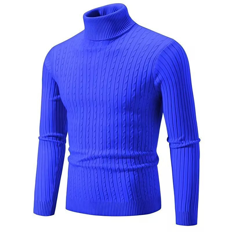 Men's Turtleneck Solid Color Twisted Sweater