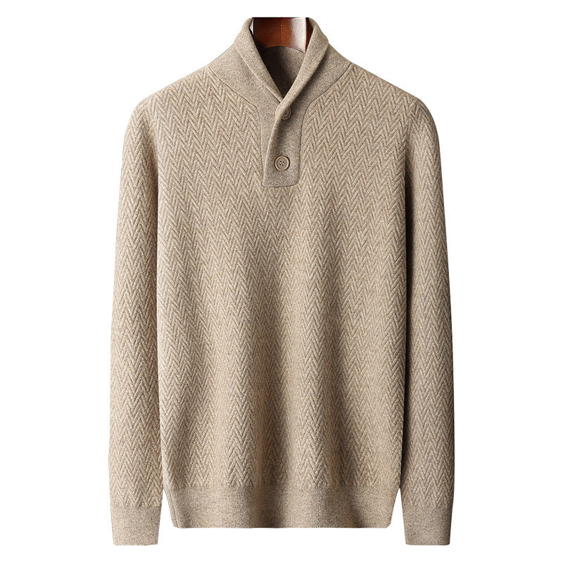 Winter Men's Pure Cashmere Lapel Sweater