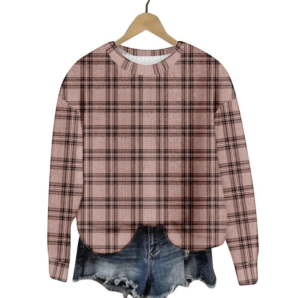 Christmas Cat Hat Snowflake Print Women's Round Neck Sweatshirt