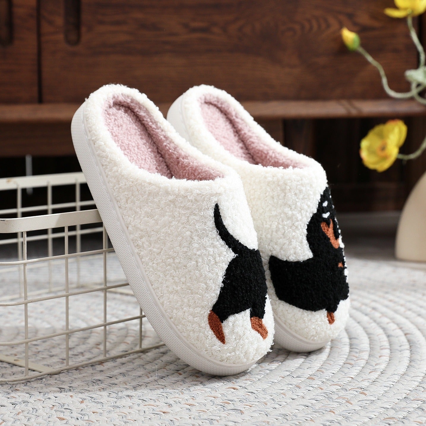 Cotton Slippers Women's Home Winter Animal Embroidery Warm