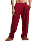 Loose Side Stripes Wide Leg Straight Men's Sports Pants
