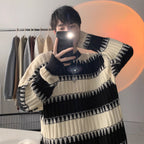 Striped Contrast Color Sweater Japanese-style Retro