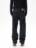 Contrast Color Loose Machete Jeans Men