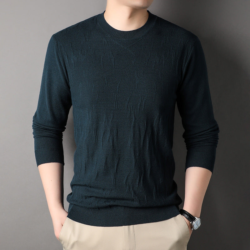 Spring And Autumn Middle-aged Men's Solid Color Sweater